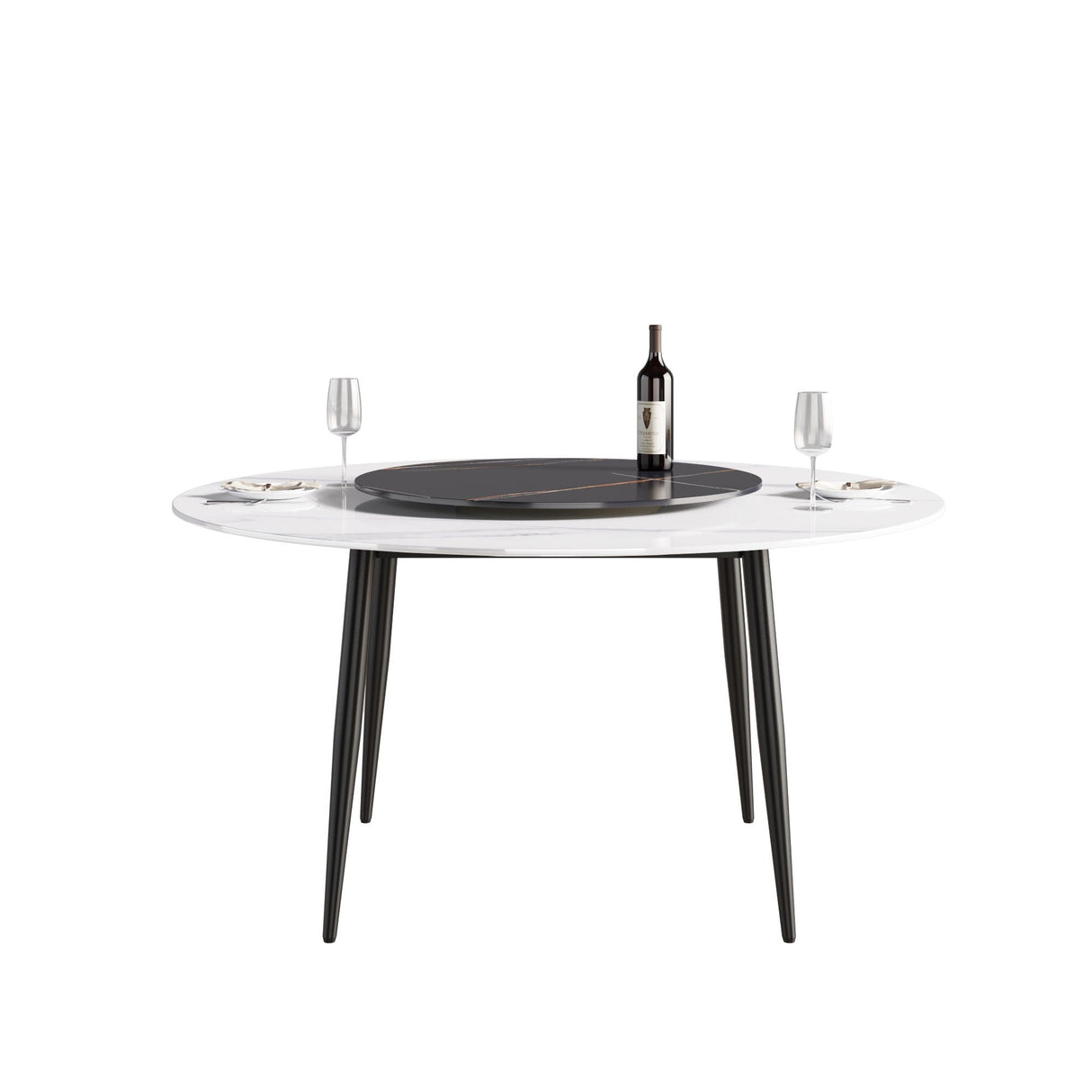 Modern Artificial Stone Round Dining Table, Can Accommodate 6 People Artificial Stone Turntable by Couch.com
