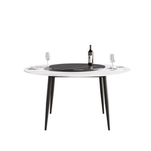 Modern Artificial Stone Round Dining Table, Can Accommodate 6 People Artificial Stone Turntable by Couch.com