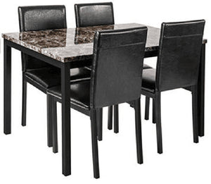 5 Piece Dinning Set With Faux Marble Top, Table & 4 Chairs - Black by Couch.com