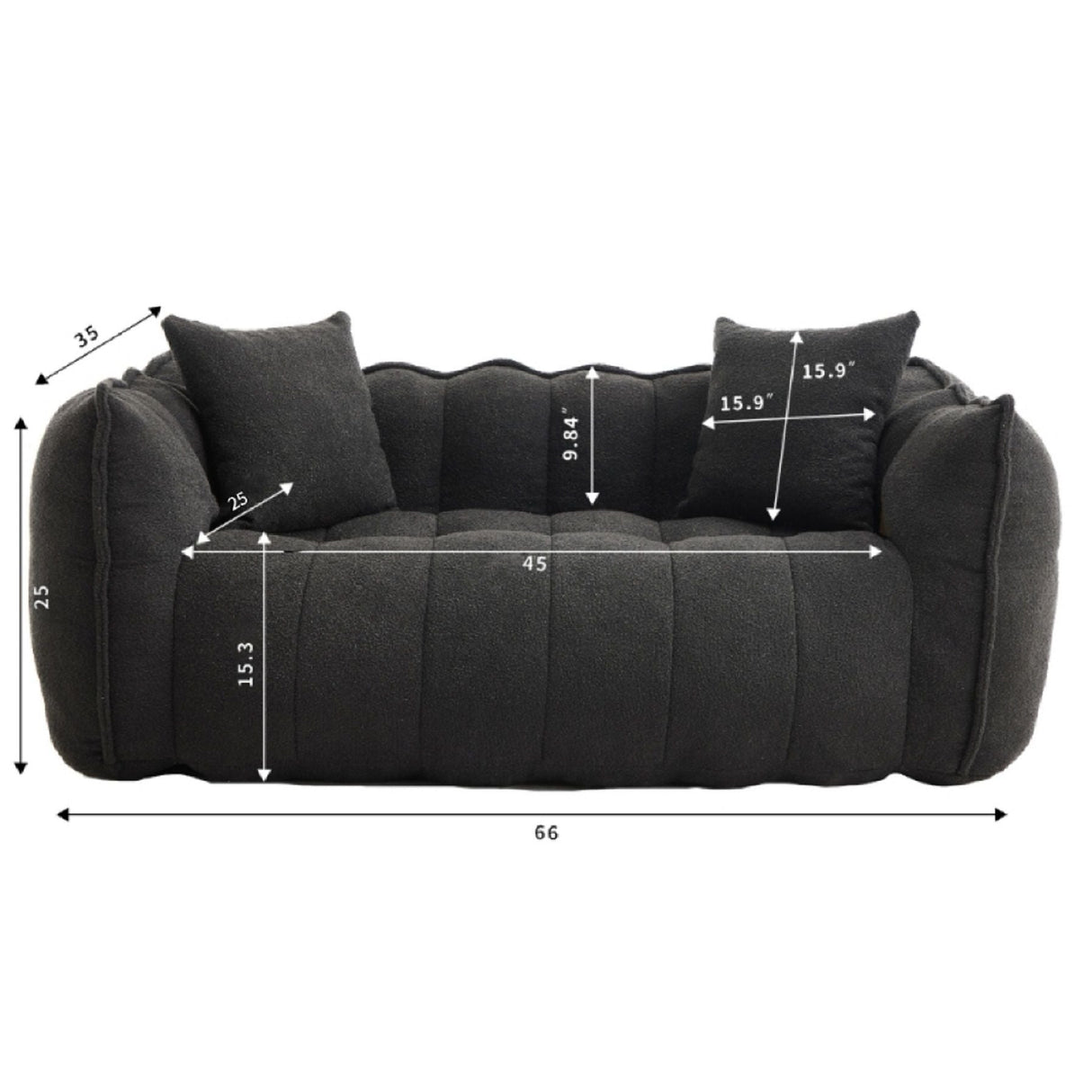 Cozy Beanbag Chair With High Resilience Foam Core For 2