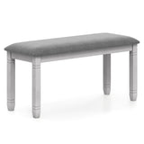 Upholstered Bedroom Bench with Padded Seat and Solid Wood Legs-Gray