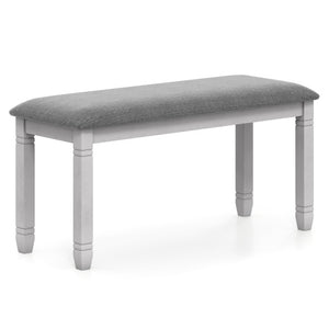 Upholstered Bedroom Bench with Padded Seat and Solid Wood Legs-Gray