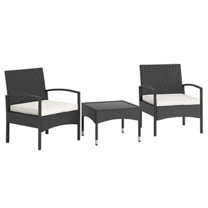 3-Piece Patio Furniture Set Rattan Bistro Chairs with Table-Beige