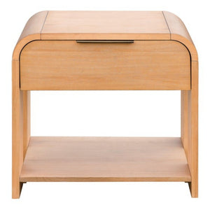 Modern 1 Drawer Waterfall Nightstand With Mid Century Design - Caramel Maple by Couch.com