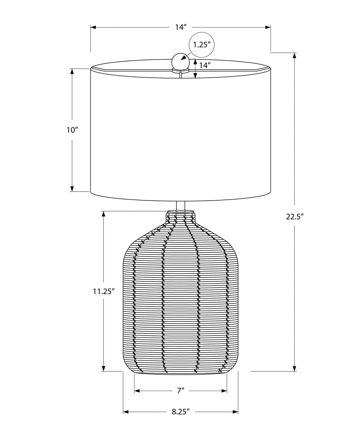 23'' Brown Rattan Table Lamp with Beige Shade
