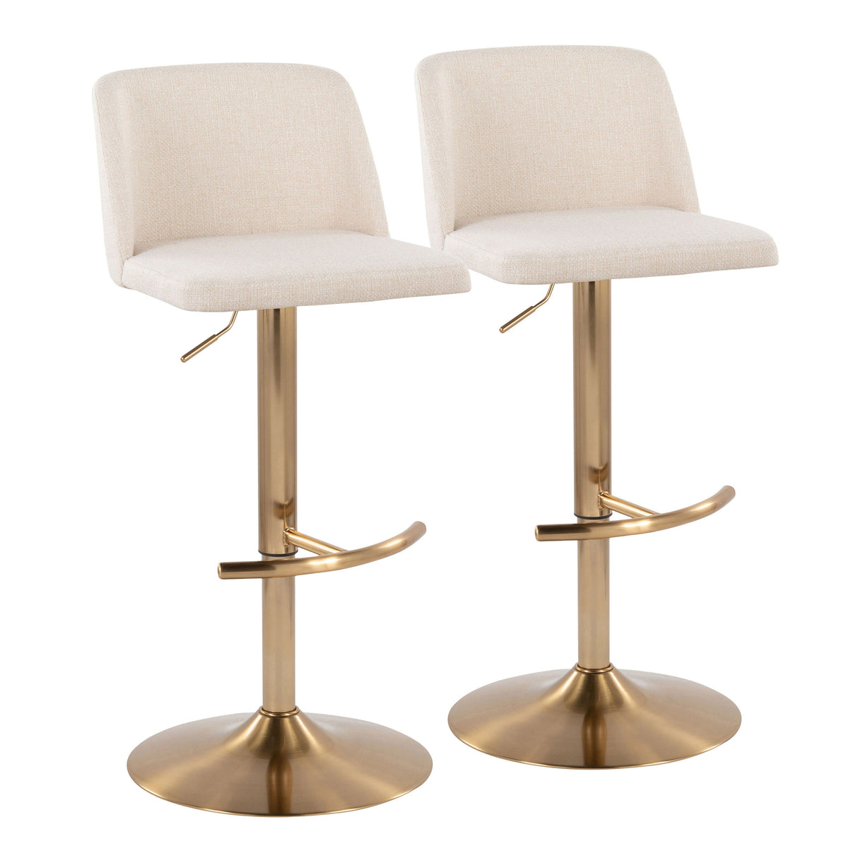 Toriano - Contemporary Adjustable Barstool With Swivel With Rounded T Footrest (Set of 2) by Couch.com