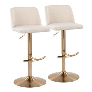 Toriano - Contemporary Adjustable Barstool With Swivel With Rounded T Footrest (Set of 2) by Couch.com