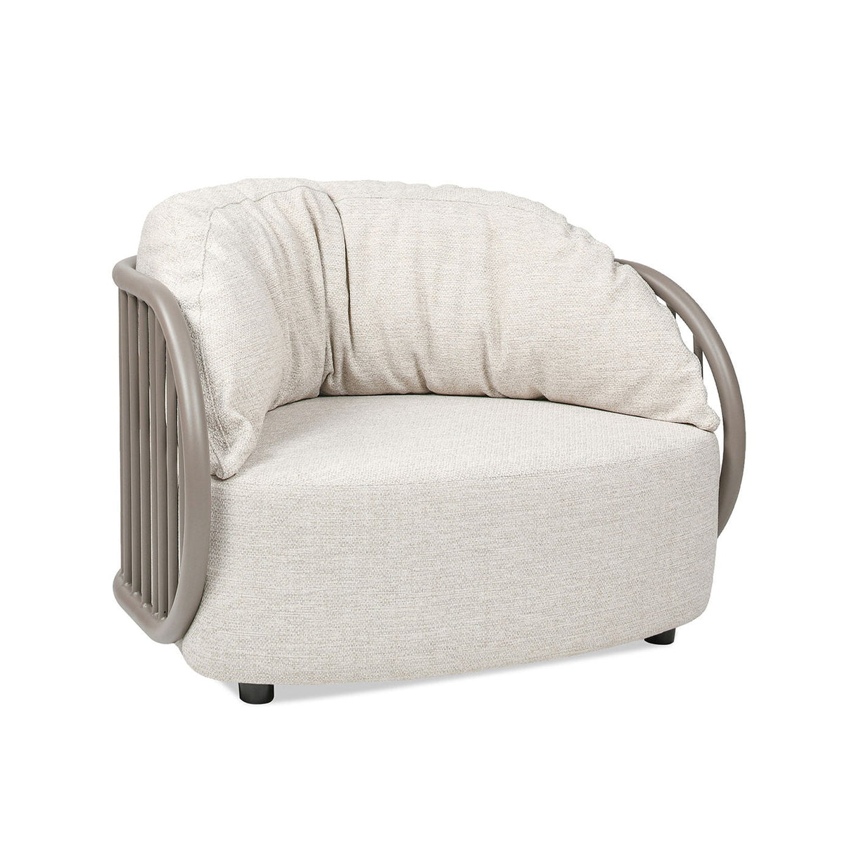 Harper - Barrel Upholstered Patio Deep Seating Armchair Axroma Olefin - Oat Beige by Couch.com