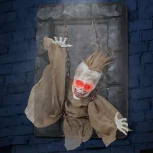 Halloween Hanging Animated Zombie Prisoner Decoration Sound-Activated