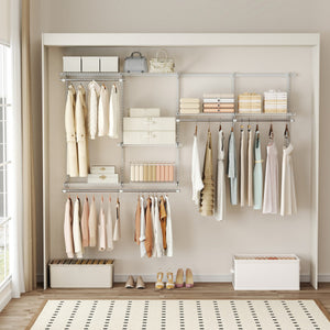 Closet System 4-8 FT Wall-Mounted Closet Shelves and Rod-White