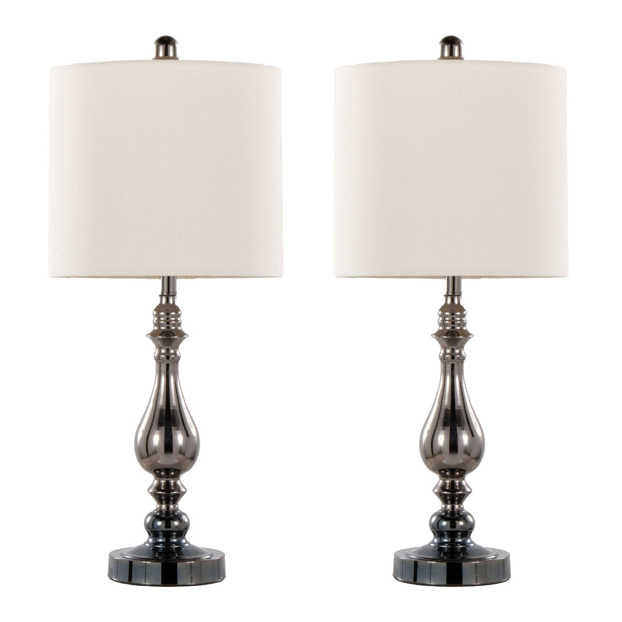 Montgomery - Contemporary Table Lamp Built In USB Port (Set of 2) - Gun / White by Couch.com