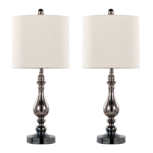 Montgomery - Contemporary Table Lamp Built In USB Port (Set of 2) - Gun / White by Couch.com