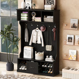 Hall Tree With 6 Hooks, Coat Hanger, Entryway Bench by Couch.com