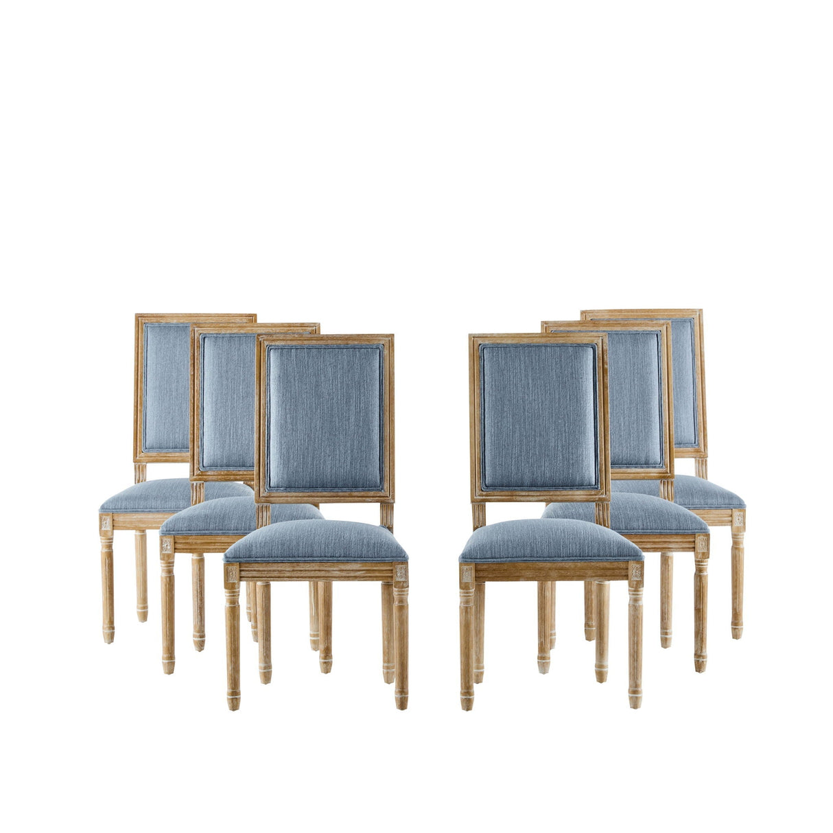 French Country Style Dining Chair with Upholstered Seating and Fluted Legs