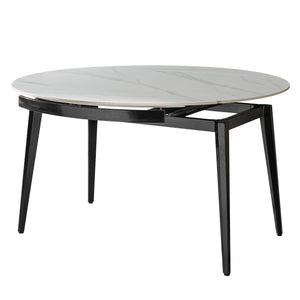 Modern Extendable Round Dining Table With Sintered Stone Top - White / Black by Couch.com
