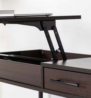 Juno - Wood Lift Top Desk With Hidden Storage And Drawer - Dark Brown by Couch.com