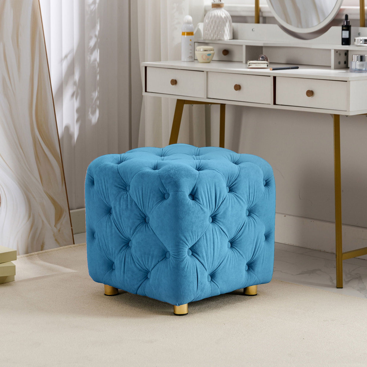 Modern Velvet Upholstered Ottoman, Exquisite Small End Table, Soft Foot Stool, Dressing Makeup Chair, Comfortable Seat For Living Room, Bedroom, Entrance by Couch.com