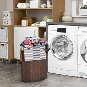 Corner Bamboo Hamper Laundry Basket-Natural