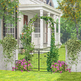 87 Inches Garden Arbor with Lockable Gate Side Planters-Black