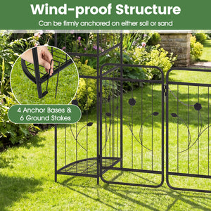 87 inch Tall Garden Arch with Gate Planter Shelves Climbing Trellises