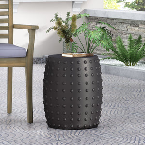 Outdoor End Table With Outstanding Studded Design - Matte Black by Couch.com