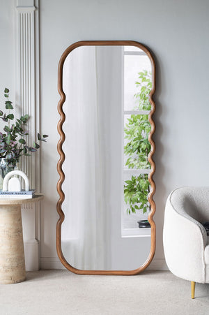 Oversized Wooden Floor Mirror With Unique Frame - Brown by Couch.com