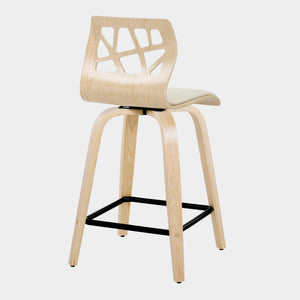 Folia - Contemporary Fixed Height Stool With Swivel With Square Footrest (Set of 2) by Couch.com