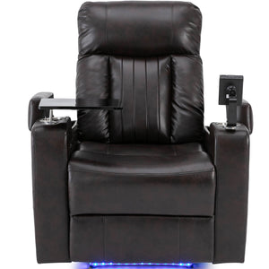 Power Recliner With Storage Arms, Cupholders, Swivel Tray Table And Cell Phone Stand - Brown by Couch.com