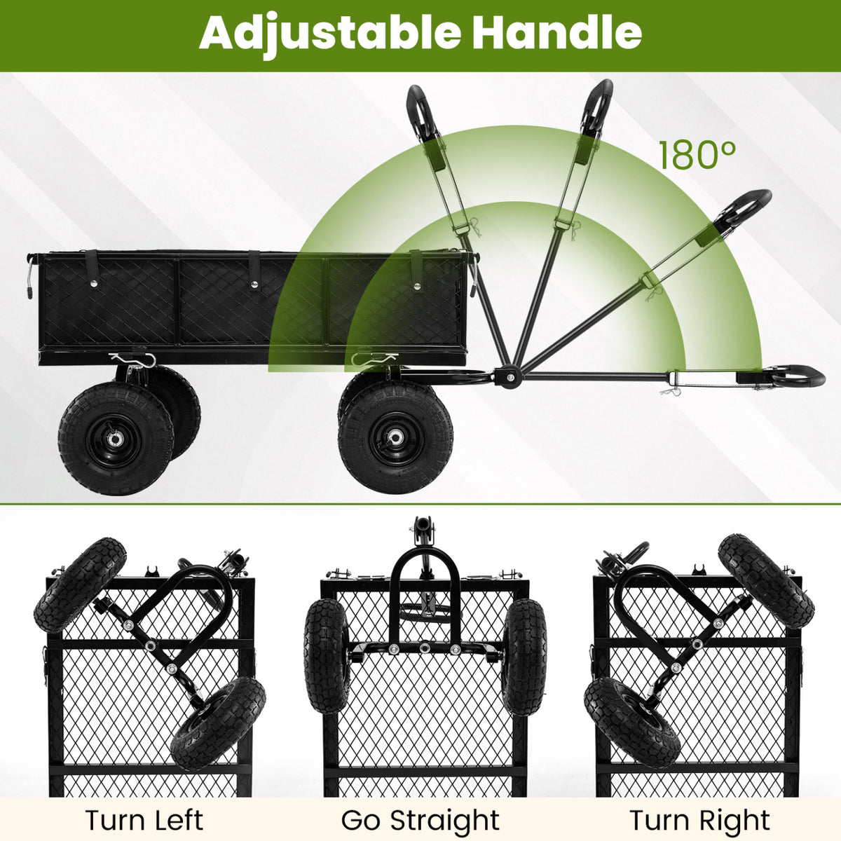880 lbs Utility Wagon Flatbed with Removable Oxford Cloth Liner-Black