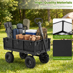 880 lbs Utility Wagon Flatbed with Removable Oxford Cloth Liner-Black