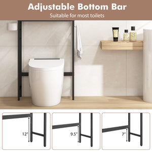 Over The Toilet Storage Cabinet with 2 Doors and Adjustable Shelf-Natural