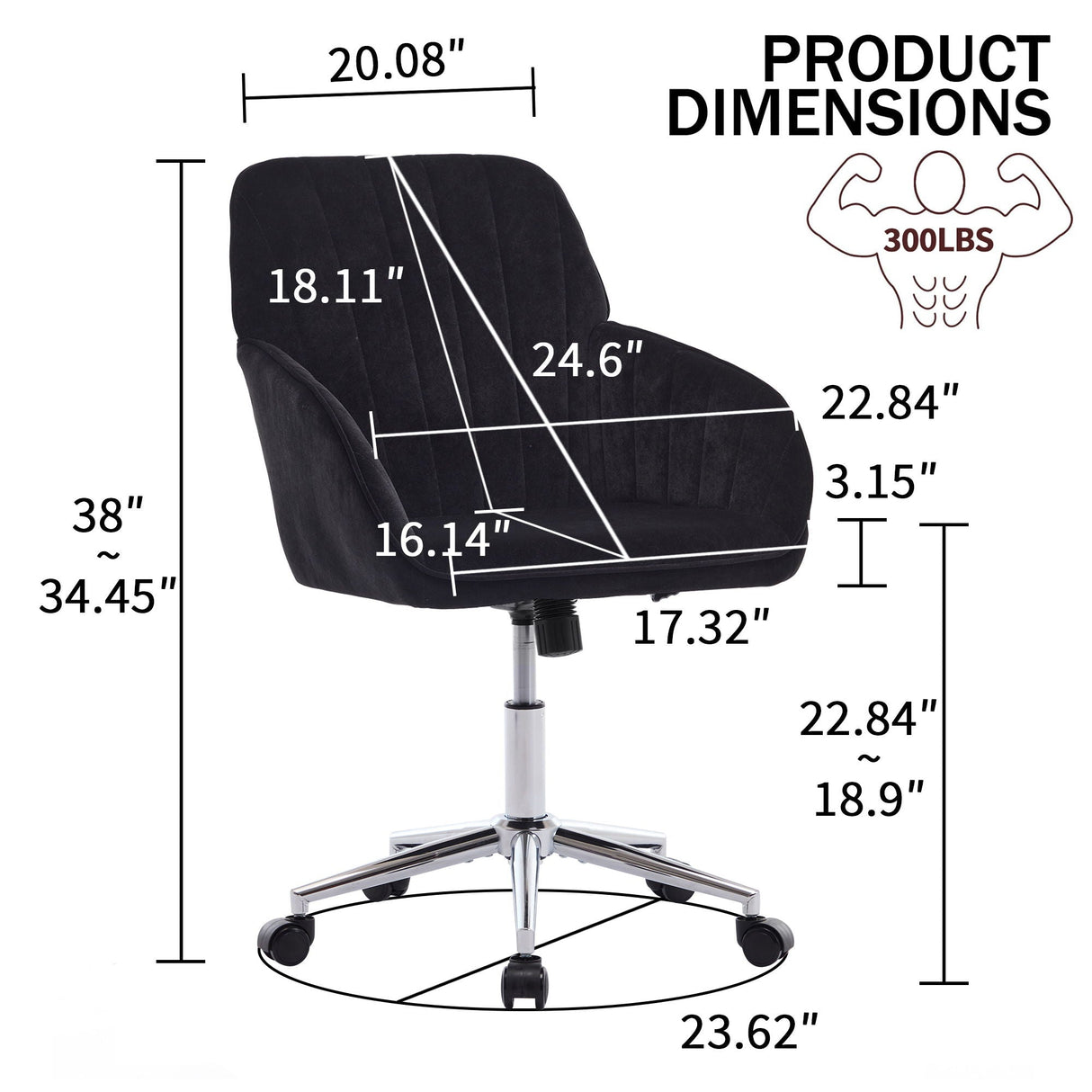 Adjustable Ergonomic Office Chair, Swivel Backrest Seat by Couch.com