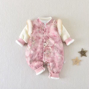 Fleece-lined Extra-thick Childrens Outdoor Cotton Jumpsuit