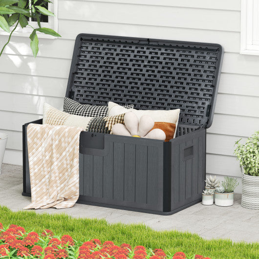 100 Gallon Large Deck Box with Lockable Lid for Patio-Gray