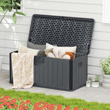 100 Gallon Large Deck Box with Lockable Lid for Patio-Gray