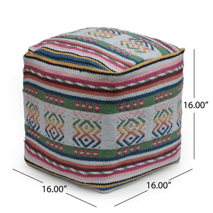 Inca - Handcrafted Peruvian Print Square Pouf Ottoman - Multicolor by Couch.com