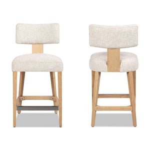 Penny - Round Arched Upholstered Counter Stool (Set of 2) - Travertine Beige by Couch.com