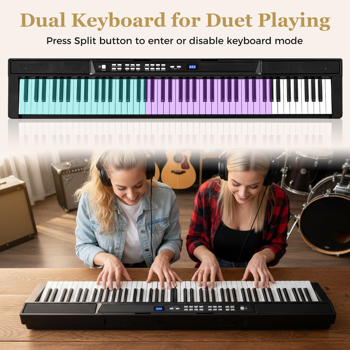 88-Key Electric Piano Keyboard with Adjustable Stand and  Portable Bag-Black