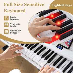 88-Key Electric Piano Keyboard with Adjustable Stand and  Portable Bag-White