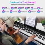 88 Key Foldable Electric Keyboard Piano with Wireless MIDI and Dual Speakers-Black