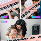 88 Key Foldable Electric Keyboard Piano with Wireless MIDI and Dual Speakers-Pink