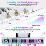 88 Key Foldable Electric Keyboard Piano with Wireless MIDI and Dual Speakers-White