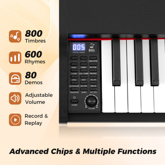 88-Key Keyboard Piano Set with Adjustable Stand-Black