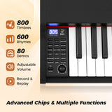 88-Key Keyboard Piano Set with Adjustable Stand-Black