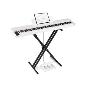 88-Key Keyboard Piano Set with Adjustable Stand-White