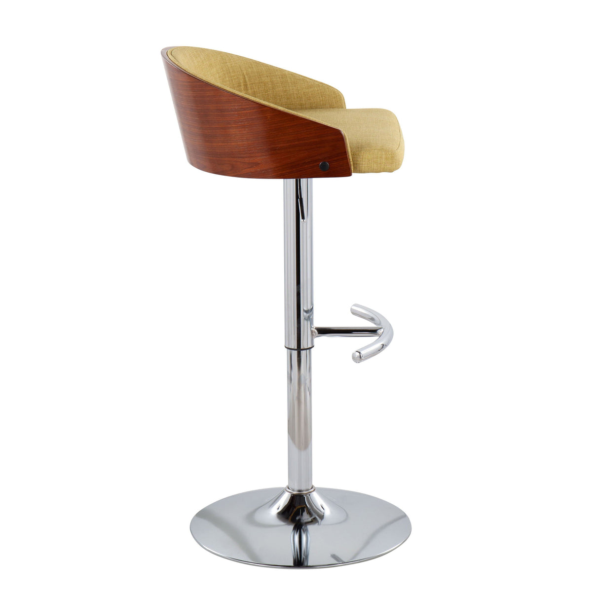 Shiraz - Mid-Century Modern Adjustable Barstool With Swivel (Set of 2) - Walnut / Green by Couch.com