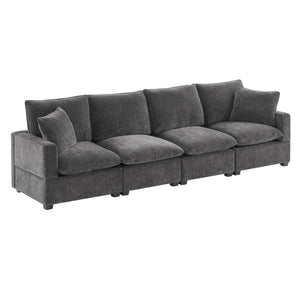 Modern Modular Sofa, 4 Seat Chenille Sectional Couch Set With 2 Pillows Included, Freely Combinable Indoor Funiture For Living Room, Apartment, Office by Couch.com