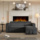 Multi-Functional Pull-Out Sofa Bed L-Shape Sectional Sofa With Adjustable Headrest, Wireless Charging, Cup Holders And Hidden Storage For Living Room by Couch.com