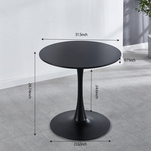 31.5" Tulip Table Mid-Century Dining Table For 2-4 People With Round MDF Table Top, Pedestal Dining Table, End Table Leisure Coffee Table - Black by Couch.com