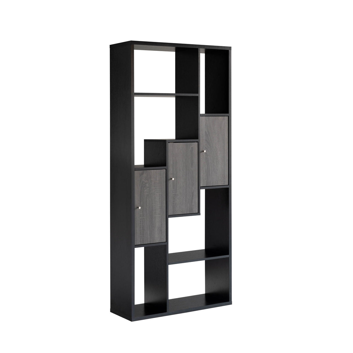 Bookcase Display Storage Cabinet, Multi Shelves - Black / Distressed Gray by Couch.com